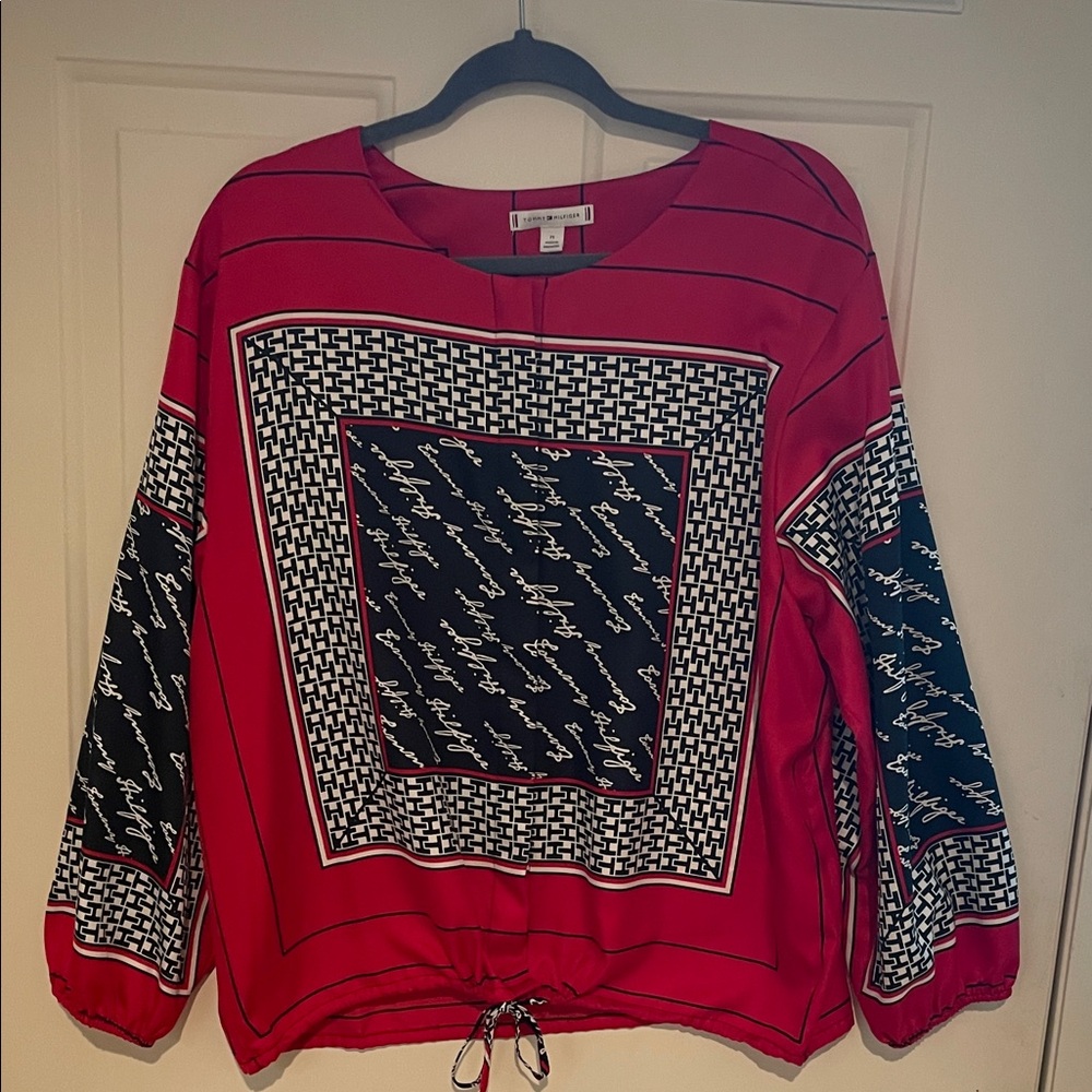 Tommy Hilfiger Red and Black Patterned Blouse